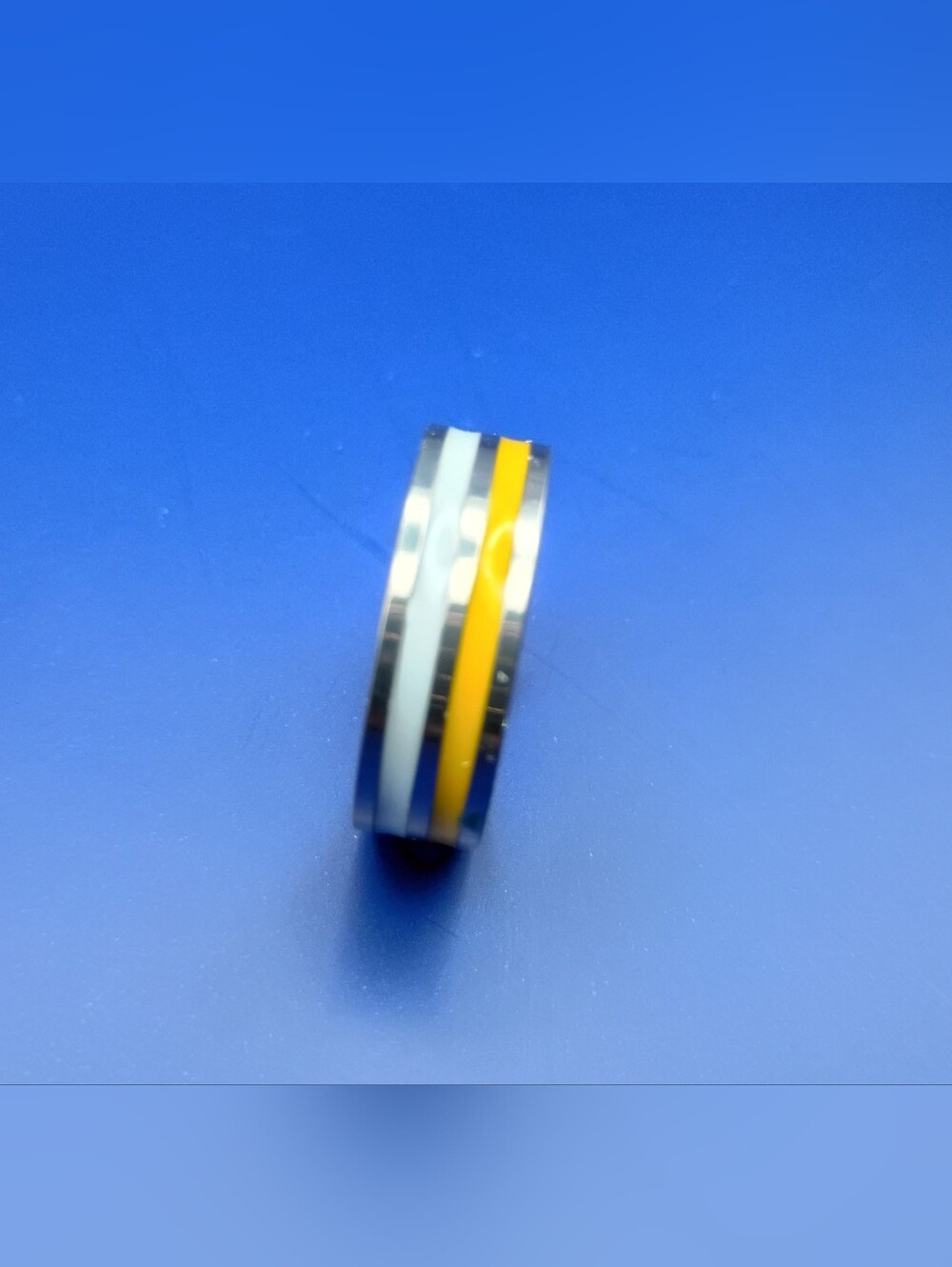 Men’s Two Tone Blue & Yellow Stainless Steel Ring Size 11.5
